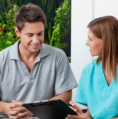 man having a dental consultation with kitchener-waterloo dentist