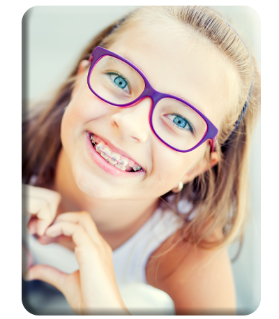 young girl with braces smiling